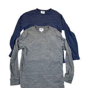 Old Navy Mens Long-Sleeve T-Shirts Lot of Two Large Navy Gray Casual Pullover